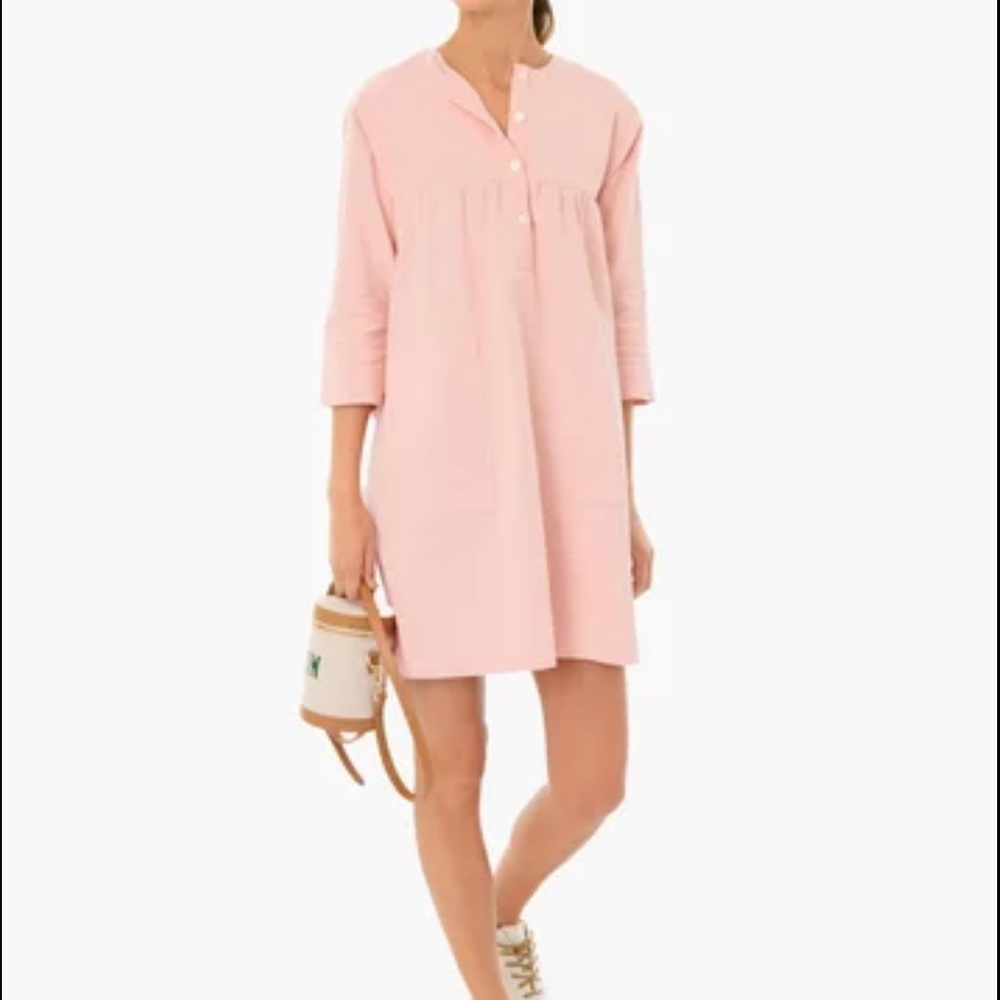 Tuckernuck Pomander Place Peach Fallon Shift Babydoll Dress 3/4 Sleeves